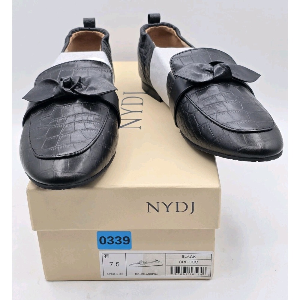Women's Loafers NYDJ Douglas Black Crocco - Sz‎ 7.5 M